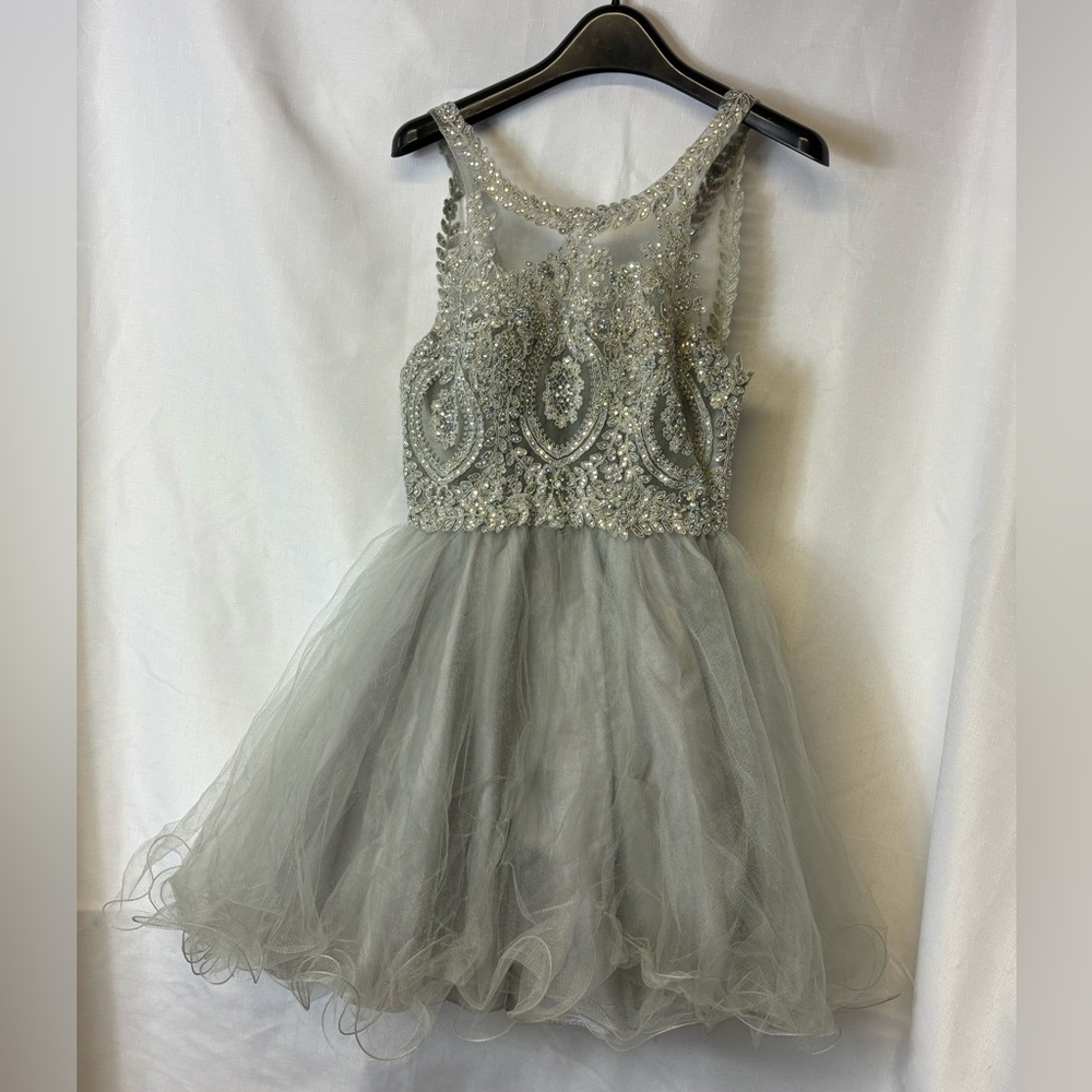 Fiesta Fashion Silver Prom Dress Cocktail Dress Tulle Dress XS